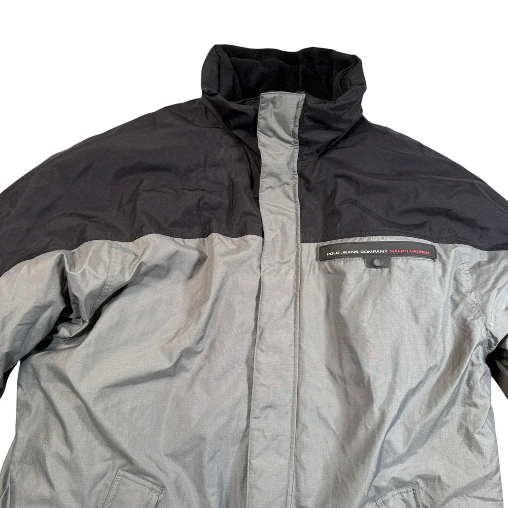 Polo Jeans Co Ralph Lauren Snowboard Jacket Mens XL Black Grey NWT Hood Puffer